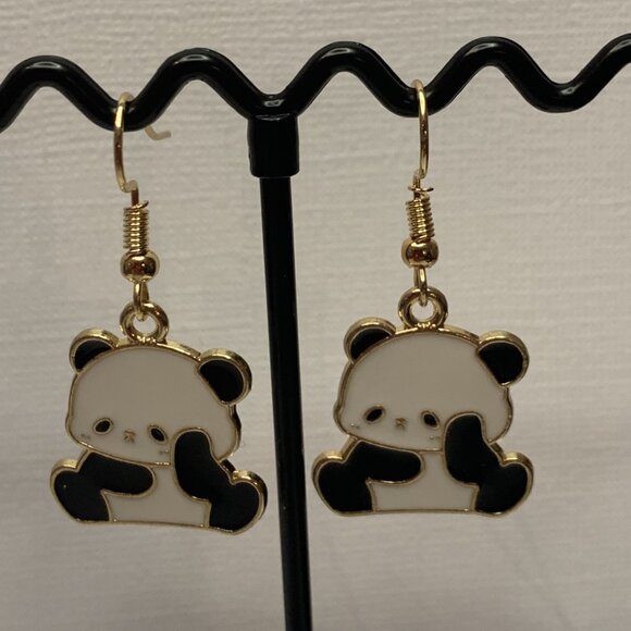 Panda Earring, Panda Bear Jewelry, Gift, Panda Jewelry, Silly Animal Earring - Picture 7 of 9